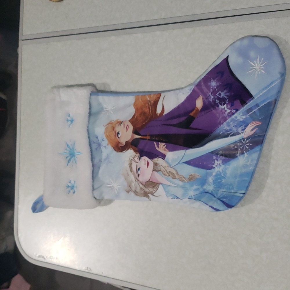 Disney Frozen II Christmas Stocking Elsa Anna 17" Blue Snowflakes Holiday‎ NWOT